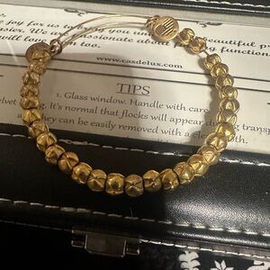 Alex and Ani Gold Charm Bracelet with Heart and Flag